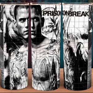 Prison Break Black and White Tattoo Tumbler 20oz